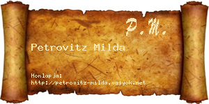 Petrovitz Milda névjegykártya